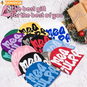 หมวกบีนนี่ถักลายตัวอักษรแจ็คการ์ดให้ความอบอุ่นสำหรับฤดูหนาวหมวกแก๊ปทรงหัวกะโหลกแนวสตรีทใส่โลโก้ได้ตามต้องการ - Product Image 6