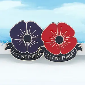Bulk UK Scottish Remembrance Day Purple Metal Motorcycle Poppy Flower Woven Wreath Pin Badges Brooch