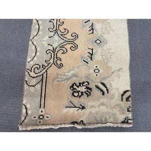 Vintage Small Rug, 1.4x3.2 ft Turkish Rug, <b>Brown</b> <b>Wool</b> Rug - Product Image 4