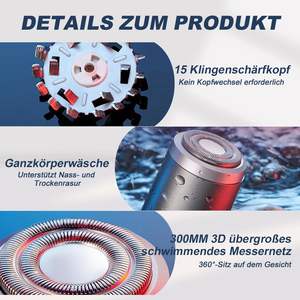 Mini rasoir électrique portable USB rechargeable pour hommes, rasoir rotatif à lame unique IPX7, rasoir de remplacement lavable de qualité allemande - Product Image 6