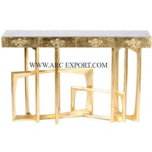 Travail d'incrustation d'os couleur bleu et blanc Table console de meubles de maison et de salon Table console de meubles de la plus grande qualité - Product Image 2