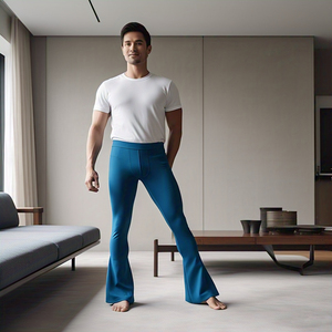 Mallas de compresión para entrenamiento de hombre, cintura elástica, gimnasio, fitness, ejercicio atlético, pantalones acampanados - Product Image 5