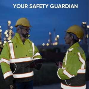 Two Tone Safety <b>Jacket</b> Yellow Cut Resistant EN Class 1 Vapor-Protective Cotton Fleece Hi-vis <b>Reflective</b> LED Flash Work Clothing - Product Image 5