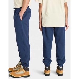 Pantalon de survêtement en coton bleu marine pour homme, taille élastique avec cordon de serrage, bas de pantalon à revers, décontracté, avec poches latérales, pour l'automne - Product Image 3