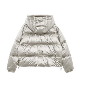 Meilleure vente femmes veste d'hiver capuche couleur unie fermeture éclair braguette manches longues mode décontractée pour le divertissement sportif en gros - Product Image 2