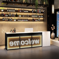 Comptoir de bar moderne en acier inoxydable avec éclairage LED pour discothèque