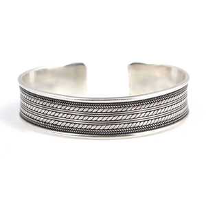 925 Sterling Silver Thick <b>Braided</b> Pattern Men's Bracelet Fine Bangle <b>Accessory</b> - Product Image 2