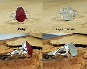 Bague en argent sterling 925 avec pierre brute, cristal naturel, bijoux faits à la main, cadeau pour elle - Product Image 4