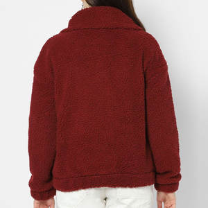 Superventas nuevo outlet de fábrica mujeres Sherpa polar con capucha cremallera frontal look Top estilo mujer Sherpa chaqueta - Product Image 4