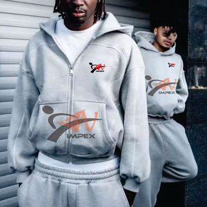 Conjunto de Sudadera con Capucha y Pantalones de Chándal de Felpa Francesa 100% Algodón Grueso Personalizado OEM, Chándal con Cremallera para Hombre - Product Image 5