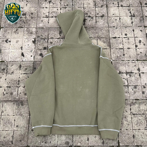 Chándal a rayas con logotipo personalizado de moda para hombre, pantalones de chándal con cremallera de invierno, Conjunto de sudadera con capucha, patrón sólido informal para hombre - Product Image 5