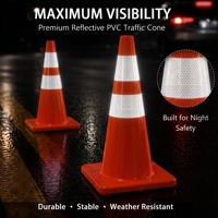 Cône de signalisation en PVC super flexible de 70 cm, incassable, 13 pouces, monobloc, à rebond élevé, cône de sécurité souple, orange fluorescent haute intensité