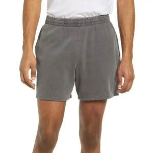 Top vente hommes noir acide lavé 300 GSM polaire Shorts hommes chaud élégant lavé Shorts avec taille élastique pour Super septembre - Product Image 2