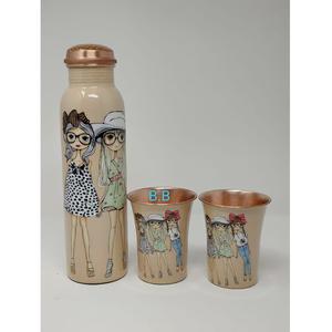 Bouteille d'eau en cuivre coloré givré, verres faits à la main pour la maison Meena imprimé bouteille d'eau intelligente personnalisée de haute qualité - Product Image 5