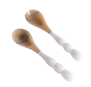 Juego de 2 cucharas tenedor con mango moderno mejor diseñador cabeza de cuerno cubiertos hechos a mano para utensilios de cocina vajilla de mesa - Product Image 1