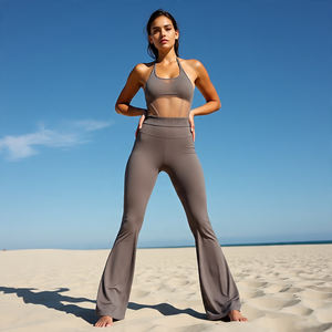 Swim Beach Wear Crop Tops Sheer Mesh Wide Legs <b>Leggings</b> Ladies Square Collar Tops Elastic Waist <b>See</b> <b>Through</b> Two Piece Women - Product Image 1