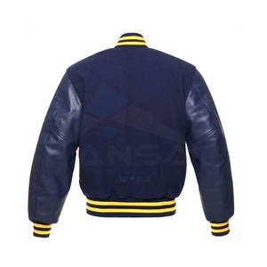 Veste de style baseball bleu marine et jaune, twist universitaire cool, couleur bicolore, boutons-pression ajustables, coton et polyester - Product Image 4