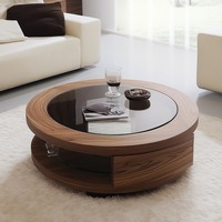Table d'appoint élégante en bois avec cadre en verre de forme arrondie, qualité exceptionnelle à prix raisonnable