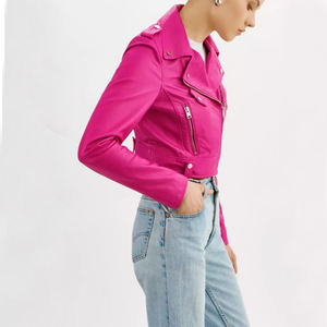 Chaqueta corta de cuero para mujer de diseño personalizado de alta calidad servicios OEM chaqueta de cuero de nuevo diseño para mujer - Product Image 6