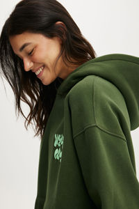 Sudadera con capucha personalizada Forest Green Drop Shoulder para mujer, sudadera con gráfico de gran tamaño, sudaderas transpirables y antiarrugas para mujer, sudadera con cremallera para gimnasio - Product Image 6