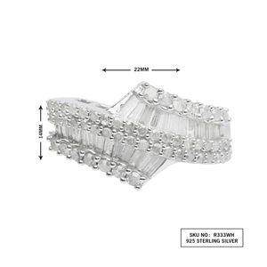 Bague de fiançailles pour femme JEWELSPAARK avec diamant blanc naturel rond taille baguette de 1,28 ct - Style tendance en argent fabriqué au Maharashtra - Product Image 3