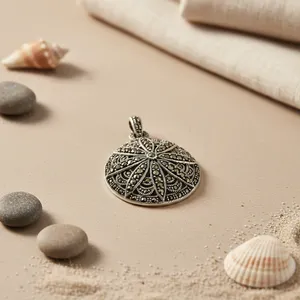 Colgante de Plata de Ley 925 con Marcasita para Mujer, Amuleto Religioso Hecho a Mano con Rodio, Joyería de Perlas para Uso Diario - Product Image 3