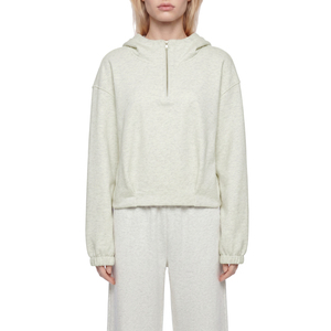 <b>Women's</b> Silk Hooded <b>Quarter</b>-<b>Zip</b> <b>Sweatshirt</b> with Embroidered Letter and 3D Puff Print - Product Image 3