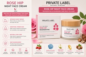 Crema Facial Nocturna de Rosa Mosqueta de Marca Privada 50ml OEM |   Crema Reparadora Antienvejecimiento con Colágeno |   Cuidado de Arrugas y Cicatrices España UE - Product Image 2