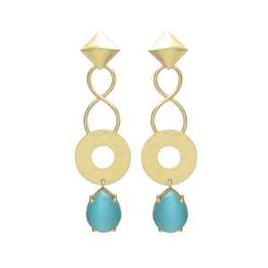 Nouvelle arrivée Designer Diamond Shape Stud Turquoise Gemstone Dangle Earring - Product Image 1