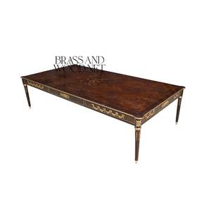Table basse rectangulaire de luxe avec incrustations complexes et accents en laiton pour une élégance intemporelle du salon - Product Image 3