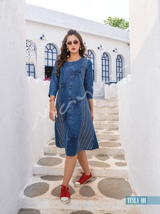 Especial de verano absolutamente hermoso e impresionante algodón Denim Kurtis Collation para la venta en línea - Product Image 2