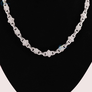 Rapper Phong Cách Cao Cấp Hip Hop Đồ Trang Sức Cho Người Đàn Ông Của Ngôi Sao Và Bóng Cvd Kim Cương Chuỗi Iced out Vàng Trắng Mạ Hip Hop Vòng Cổ - Product Image 2