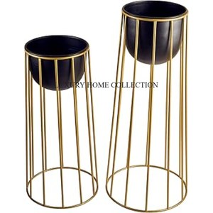 Jardinière en rotin durable fabriquée à la main avec un design fini poli doré pour la maison moderne et la décoration de plantes d'intérieur au bureau - Product Image 4