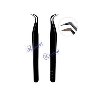 Nouvelles pinces à extensions de cils volumineuses au design ergonomique élégant, en acier inoxydable, 12 cm, pointe en fibre, finition noire - Product Image 6
