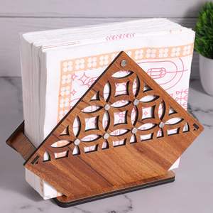 Support à serviettes en bois avec porte-cure-dents, design écologique et durable pour les fêtes, la cuisine, les restaurants, les cafés, les tables à manger - Product Image 5