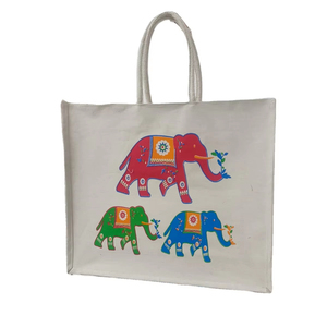 Meilleurs sacs de transport à provisions en jute biodégradable avec sérigraphie en soie logo personnalisé surface unie prix d'usine en Inde - Product Image 1