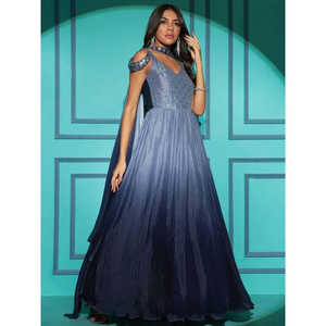 ชุดราตรีงานเลี้ยงสีเทาปักลายผ้าชีฟอง ไซส์ XL สวยสง่า เหมาะสำหรับงานแต่งงาน - Product Image 6