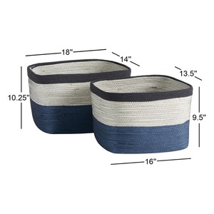 Ensemble de 2 paniers en macramé bleus, grands paniers de rangement pour la lessive, les jouets, les vêtements, l'utilisation en cuisine et la décoration moderne de la maison, en provenance d'Inde - Product Image 3