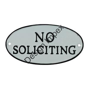 Oval Shape Black Painted No Soliciting Plaque General Wall <b>Sign</b> Metal Crafts Decorative Signs For Decoration Items - Product Image 2