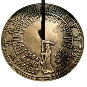 Reloj de Jardín de Metal Moderno Grabado y Pulido - TEMPUS FUGIT - Bronce Envejecido - Product Image 2