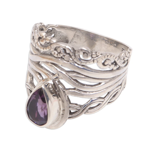 แหวนค็อกเทลอเมทิสต์เงินสเตอร์ลิงประดับพลอยอัญมณีแฟชั่นสำหรับงานแต่งงานน่ารักสำหรับงานเลี้ยงวันครบรอบคริสเตียน - Product Image 2