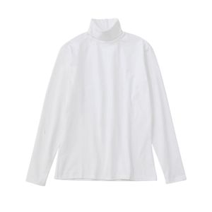 OEM Custom Logo Embroidery <b>T</b>-<b>Shirt</b> 250g Heavy Spandex Cotton High Collar <b>Long</b> <b>Sleeve</b> Solid Color Autumn Winter Oversize Screen - Product Image 4