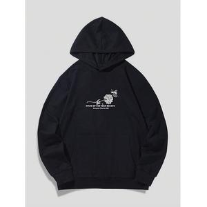 Precio al por mayor de 100% algodón de manga larga hombro pendiente cuello redondo impreso cómodo de talla grande Sudadera con capucha para hombre - Product Image 2