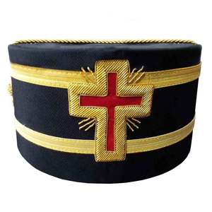 Chapeau de Commandeur Ancien Chevalier Templier Maçonnique, Noir avec Croix Rouge, Qualité Premium Standard - Product Image 5