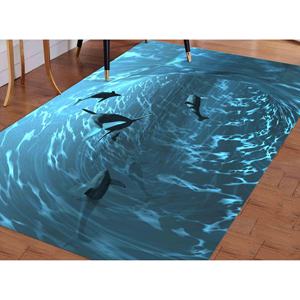 Tapis imprimé aquarium : paysage marin, poissons, design sous-marin, tapis en velours - Product Image 1
