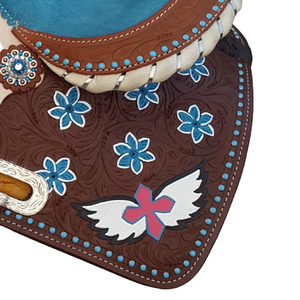 Selle occidentale en cuir véritable 100% la plus vendue usinée à la main et peinte personnalisable pour l'équitation directe de l'Inde - Product Image 4