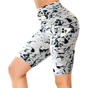 Offre Spéciale femmes taille haute Yoga pantalon Shorts avec poches solide imprimé léopard Biker Style décontracté tricoté tissu respirant - Product Image 1