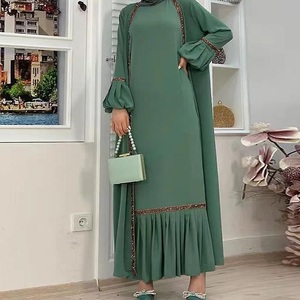 Azulado Abaya elegante vestido árabe largo nuevas mujeres musulmanas árabe Kaftan islámico Maxi Vestido de manga larga árabe Jilbab Abaya al por mayor - Product Image 4