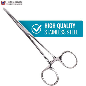 Pinzas Quirúrgicas LIPUMA Kelly Modelo 70101 de la Mejor Calidad, Manuales, de Acero Inoxidable, Certificación CE, MOL 5.5 Pulgadas, Plateadas, con Bloqueo, para Uso Clínico - Product Image 2