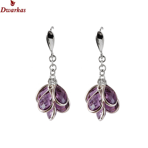 <b>Top</b> quality 925 sterling <b>silver</b> natural amethyst bezel set earring for women and girl gift jewelry low price wholesale - Product Image 2